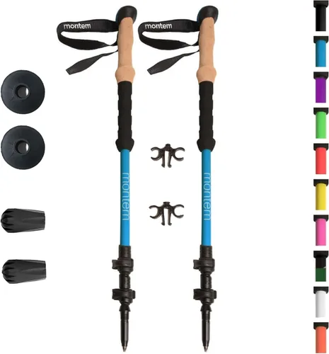 Miniatura 12 de Montem Bastones ultrarresistentes para trekking, caminatas y senderismo - Un par (2 bastones) - Plegables, ligeros, con bloqueo rápido, resistentes