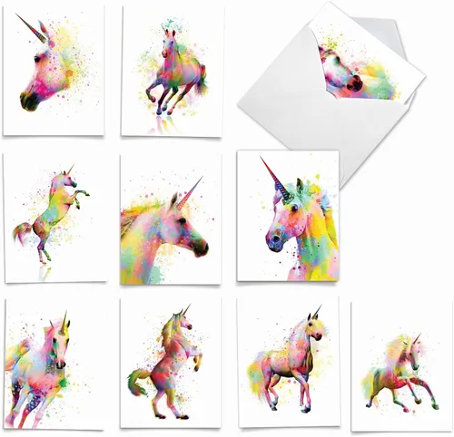 Miniatura 10 de The Best Card Company Surtido divertido juego de tarjetas de felicitación en blanco de acuarela de vida silvestre, incluye 10 diseños únicos