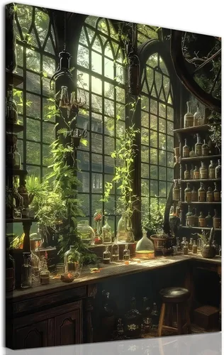 Miniatura 12 de Lienzo gótico de la academia oscura, arte de pared, arte victoriano vintage, arte medieval con castillo medieval, pósteres de biblioteca, cuadros