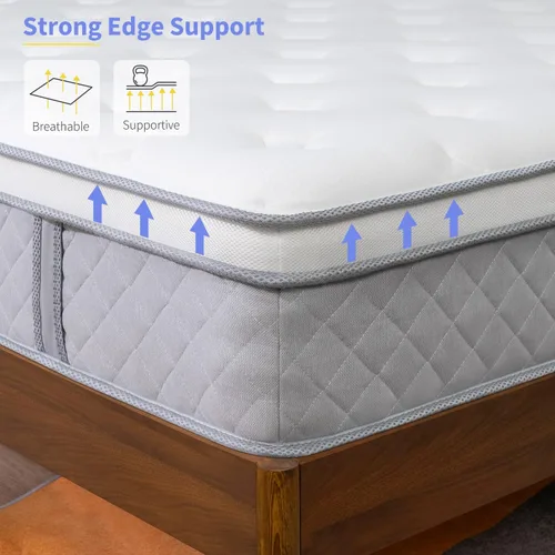 Miniatura 6 de Colchón tamaño individual, colchón mediano de 12 pulgadas en una caja, espuma viscoelástica de gel de enfriamiento híbrido y cama de resortes
