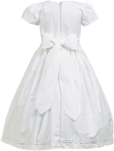 Miniatura 2 de Lito de algodón blanco Smocked Comunión Vestido de manga corta tamaño 712 10 Blanco