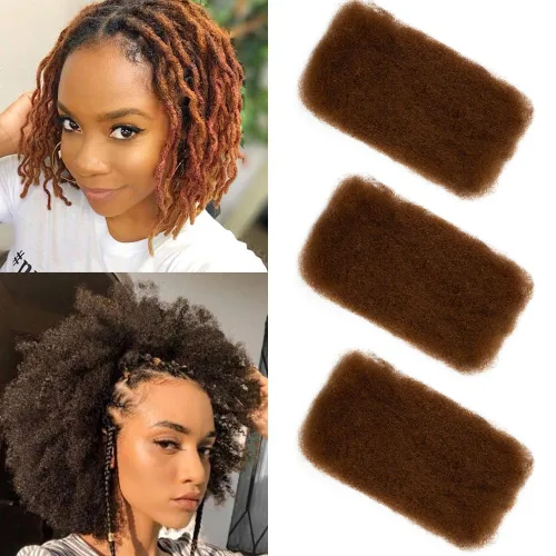 Miniatura 13 de FASHION IDOL Afro Kinkys - Cabello humano a granel para extensiones de rastas, reparación de Loc, trenzado, giro apretado, cabello humano afro