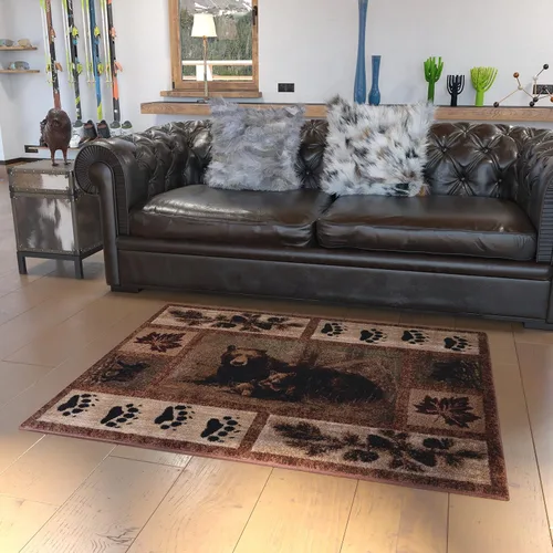 Miniatura 9 de Masada Masada Rugs Kodiak Collection - Alfombra de 2 x 3 pies para cabaña/cabaña con escena de oso y cachorro