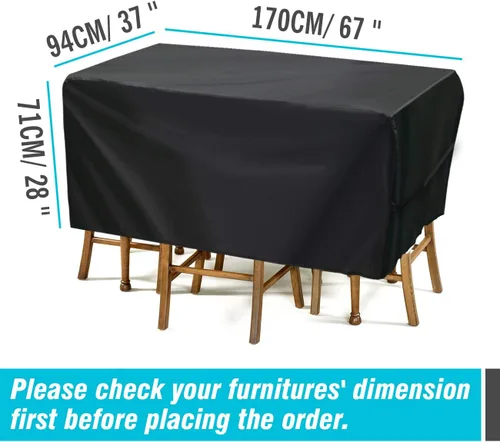 Miniatura 3 de Velway Funda para muebles de patio al aire libre, impermeable, rectangular, para mesa de patio, silla, sofá, 67 pulgadas de largo x 37 pulgadas