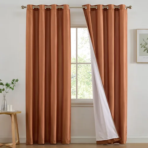 Miniatura 17 de HLC.ME Jefferson - Cortinas ligeras de seda sintética semitransparente con forro de microfibra y ojales para ventana de dormitorio, comedor y sala