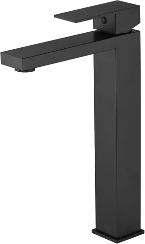 Miniatura 10 de sumerain Grifo de lavabo de recipiente, grifo de baño alto de acero inoxidable 304 con una sola manija, un solo agujero, negro y dorado, sin plomo