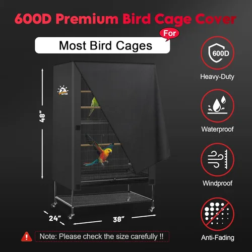 Miniatura 3 de Zettum Funda para jaula de pájaros, 600D, para la noche, resistente e impermeable, resistente a la decoloración, accesorio para jaula de pájaros