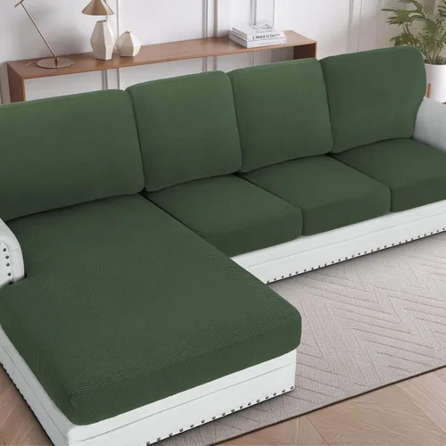 Miniatura 34 de H.VERSAILTEX Fundas para sofá seccional, 4 piezas, fundas de cojín de asiento de sofá en forma de L, fundas de cojín separadas para chaise longue