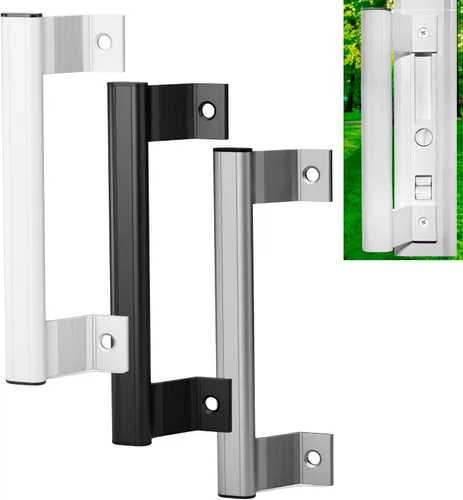 Miniatura 21 de Juego de manijas para puerta de vidrio deslizante, 6-5/8", negro - Reemplazo de manija de puerta de patio Gruesa para ambas puertas correderas