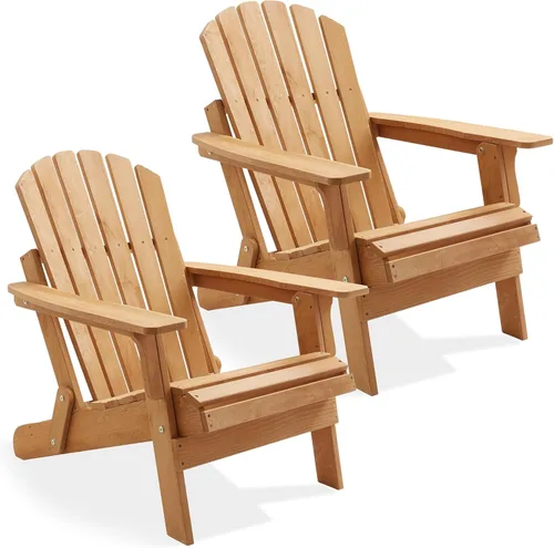 Miniatura 8 de Casafield Silla Adirondack plegable de gran tamaño, madera de cedro para exteriores, para patio, terraza, patio, césped y jardín, parcialmente Beige