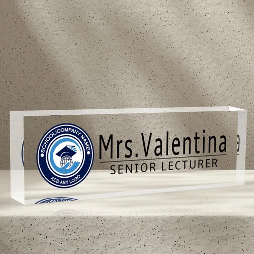 Miniatura 13 de Placa de nombre de escritorio personalizada, diamantes azules, regalo de decoración de oficina para profesores, jefes, empleados