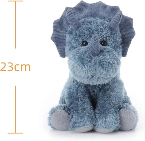 Miniatura 6 de Apricot Lamb Triceratops - Animales de peluche azul oscuro para niños, suaves y lindos juguetes de peluche para bebé niña y niño, 9 pulgadas