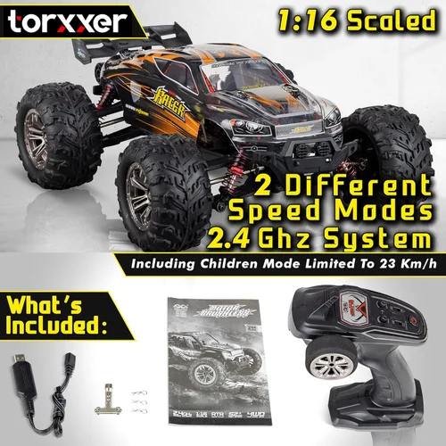 Miniatura 4 de Camión RC sin escobillas a escala 1:16 – Coche RC de grado pasatiempo de alta velocidad, alcanza 33 millas por hora – 4WD todoterreno para agarre