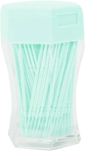 200Pcs Double Head Plastic Toothpick, Soft Tooth Floss Picks Interdental Brush Flosser Sticks Oral Brush Cleaning Tool (Green)