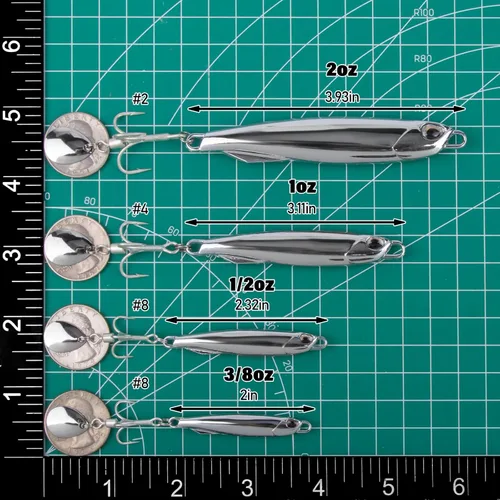 Miniatura 2 de Dr.Fish Paquete de 3 cucharas de jigging, plantillas de fundición de metal, ganchos agudos con cuchillas, cucharas de fundición de agua salada, Hoja
