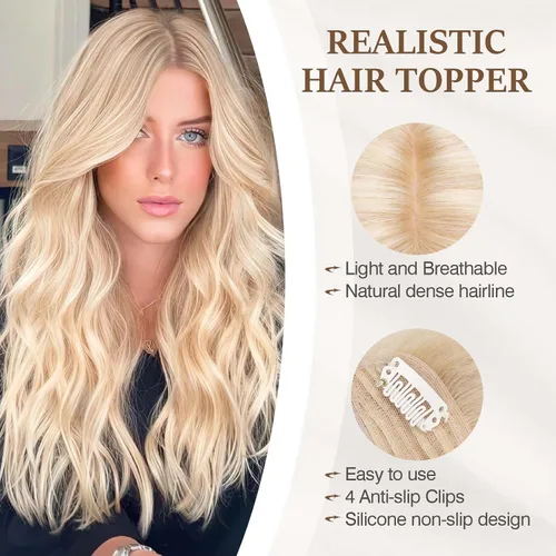 Miniatura 86 de Rich Choices Pelucas con topper de cabello para mujeres, cabello humano real 100% Remy, sin flequillo, para mujeres con adelgazamiento en la parte