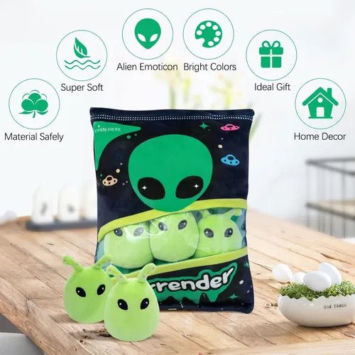 Miniatura 4 de Nenalayo Muñeco de Peluche Una Bolsa de Juguete de Peluche Alienígena Almohada de Bocadillo Suave de Peluche Relleno Juguete de Peluche de Rendición