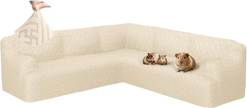 Miniatura 15 de Fundas para sofá seccional en forma de L de 1 pieza, fundas de esquina elásticas para sofá, funda de sofá antideslizante, lavable, fundas de sofá