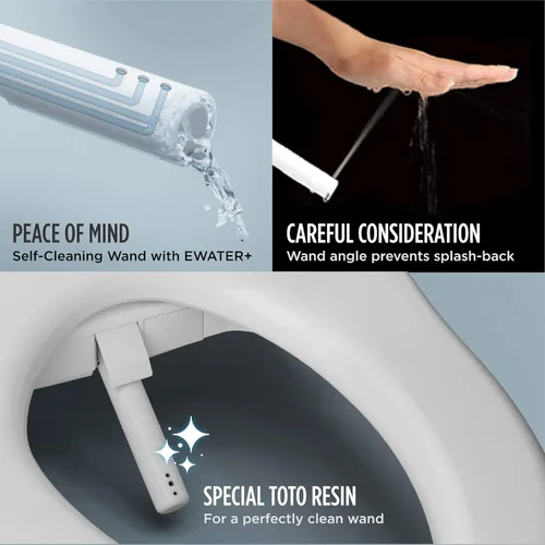 Miniatura 5 de TOTO® WASHLET® K300 - Asiento de inodoro electrónico con bidé con calentamiento instantáneo de agua, limpieza PREMIST y EWATER+ con varita, Algodón