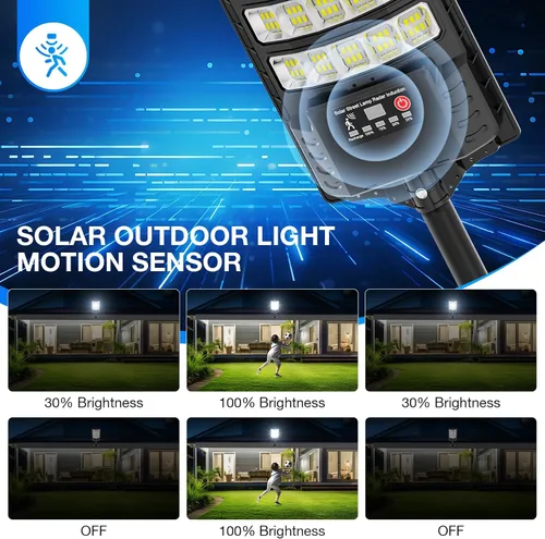 Miniatura 6 de Farolas solares impermeables para exteriores, luz de inundación gran angular de 320°, luz LED de estacionamiento solar con sensor de movimiento