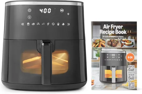 Miniatura 6 de Amazon Basics Freidora de aire de 4.4 cuartos con ventana de fácil visión, 8 menús preestablecidos, 1400 W, color negro