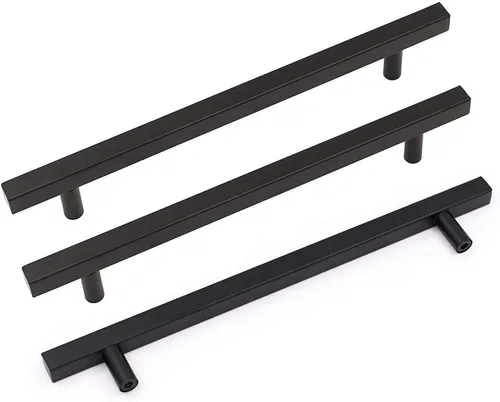 Miniatura 19 de Goldenwarm Paquete de 5 manijas negras de gabinete de 2-1/2 pulgadas (2.520 in) color negro mate, tiradores de cajón en T para armarios de cocina