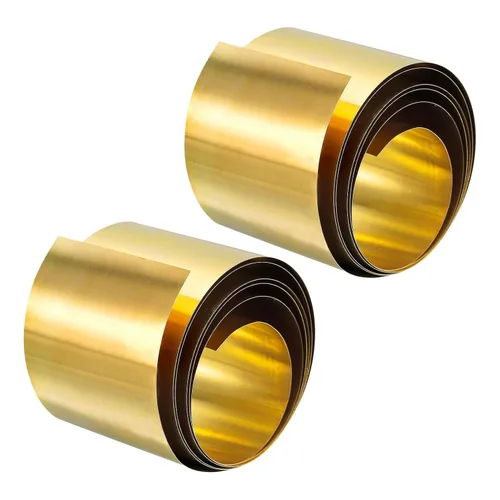 Miniatura 20 de uxcell Rollo de hoja de latón, placa de hoja de metal 1000 mm x 25 mm x 0,2 mm 2 piezas