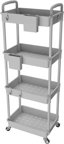 Miniatura 23 de Carrito rodante de 3 niveles con cajón, carrito de servicio REBECAT hecho de organizador de almacenamiento multifuncional para cocina, baño, sala