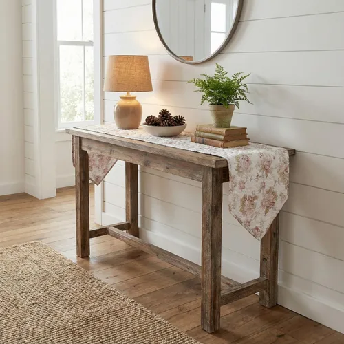 Miniatura 4 de DaDalogy Bedding - Camino de mesa de comedor acolchado floral con rosas de algodón – Bonito tapete decorativo de algodón para el jardín, bar
