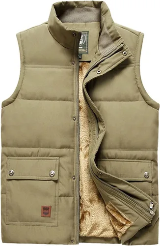 Miniatura 19 de Chaleco acolchado de invierno cálido para hombre, con forro polar grueso, sin mangas, chaqueta sin mangas