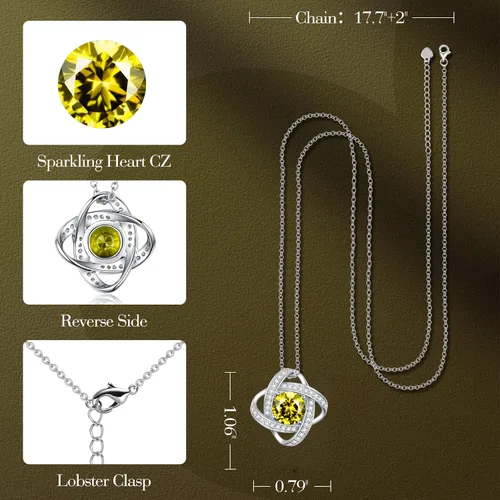 Miniatura 4 de boya Birthstone Necklace Gifts for Women, Love Knot Necklaces for Women 925 Sterling Silver Birthstone Jewelry Mothers Valentines Day Birthday