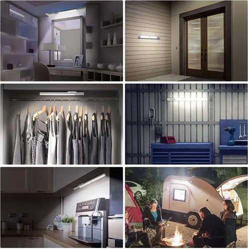 Miniatura 7 de BLS - Paquete de 6 luces con sensor de movimiento para interiores + 1 paquete de luces LED T401 para armario, funciona con pilas, iluminación