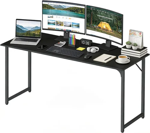 Miniatura 11 de BestOffice Escritorio para computadora, escritorio de oficina en casa, estilo moderno y simple para oficina en casa, estudio y escritura