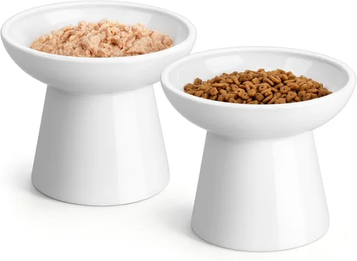 Miniatura 11 de vancasso Paquete de 2 cuencos elevados para gatos, platos elevados de cerámica para alimentos y agua para gatos con 5.1 pulgadas de altura y 6.2