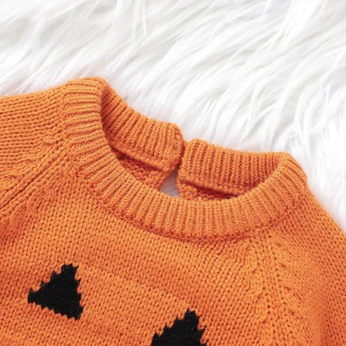 Miniatura 2 de GOOCHEER Suéter con estampado de cara de calabaza para bebé, niño, niña, Halloween, sudadera de manga larga, ropa de otoño e invierno