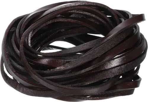 Miniatura 20 de uxcell Cordón de cuero plano de 5.5 yardas, 0.079 in, tiras de cuero de 0.079 pulgadas de grosor, cuerdas de cordones para manualidades, Negro