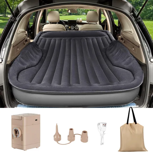 Colchón de aire autoinflable para SUV con bomba eléctrica incorporada, colchón de aire para coche con almohada para el maletero, colchón de aire