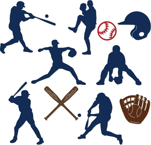 Miniatura 8 de BENECREAT Plantillas de corte con temática de béisbol, plantillas de corte en relieve de metal para jugador de béisbol, herramientas de grabado