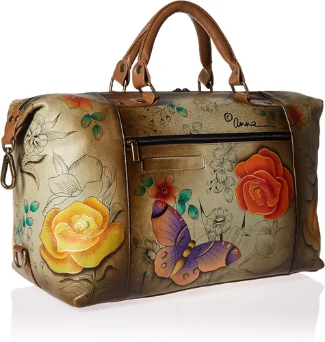 Miniatura 2 de Anna by Anuschka Bolso grande de viaje de cuero genuino pintado a mano para mujer, asa de doble cuerda, correa ajustable