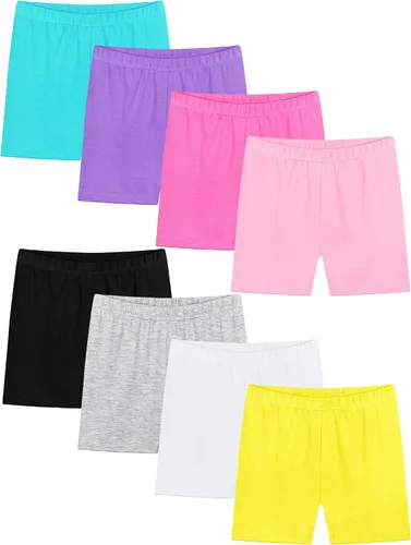 Resinta - Paquete de 8 pantalones cortos de baile para niñas pequeñas, transpirables y seguros, 8 colores