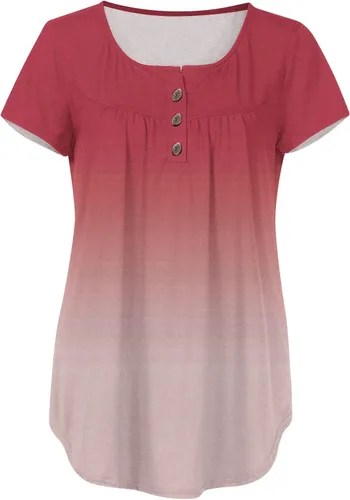 Miniatura 5 de Camisetas de manga corta para mujer, para ocultar el vientre, camisetas de manga corta para verano, lindas camisetas Henley con vuelo, blusas