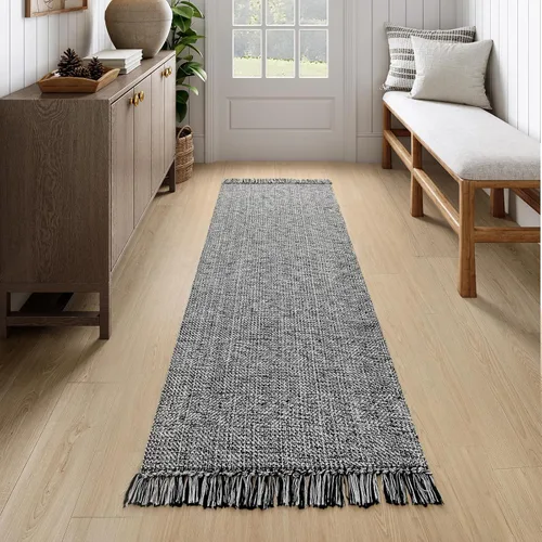Miniatura 70 de Collive - Tapete de pasillo de cocina, 2 x 4.3 pies, tejido a mano, reversible, lavable, de algodón, color blanco/beige, para baño, pasillo
