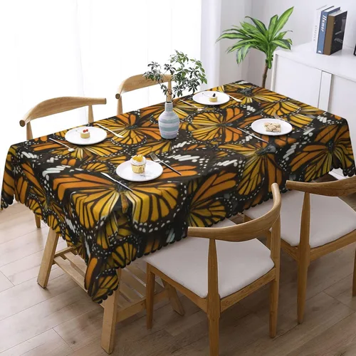 Miniatura 2 de BONDIJ Monarch - Mantel rectangular con diseño de mariposas impermeable, resistente a las arrugas, para comedor, cocina, fiestas, vacaciones, 54 x