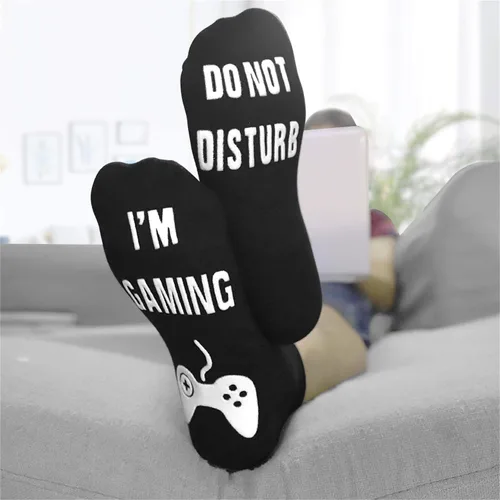 Miniatura 4 de QAPIZM Calcetines de juegos Do Not Disturb, calcetines para jugadores, regalos divertidos para adolescentes, niños, hombres, mujeres, padre, papá