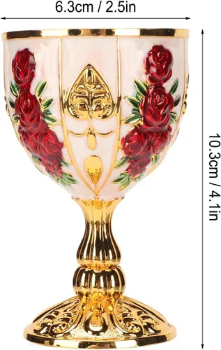 Miniatura 7 de Copa de cáliz dorado de 4 pulgadas, cáliz dorado de alta aleación de zinc, diseño de flores retro en relieve, elegante taza para banquete de fiesta