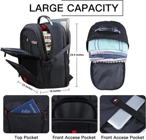 Miniatura 5 de Mochila extra grande de viaje para portátil ANTERK, de 17.3 pulgadas, con puerto USB, de 50L, antirrobo, resistente al agua, mochila de trabajo