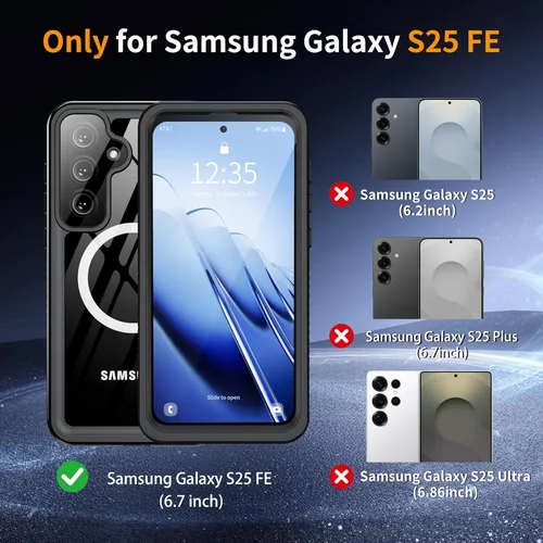 Miniatura 2 de ANTSHARE Funda magnética para Samsung Galaxy S25 FE, impermeable, con protector de pantalla integrado y protección de cámara