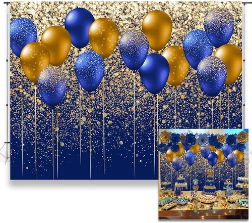 Miniatura 11 de Fondo de globo azul y plateado de 7 x 5 pies, fondo plateado con purpurina, boda, graduación, fiesta de cumpleaños, pancarta, decoración de mesa