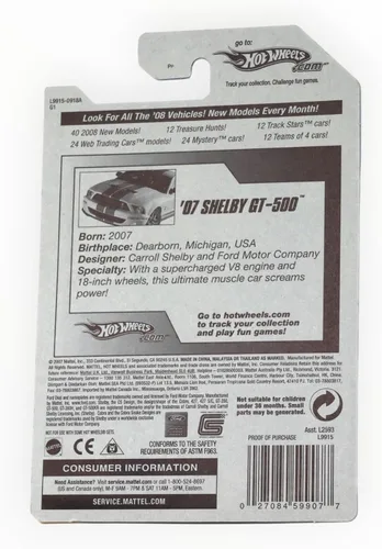 Miniatura 2 de Hot Wheels 2008 Nuevo Modelo '07 Shelby GT-500 1/64 Escala Die Cast Car