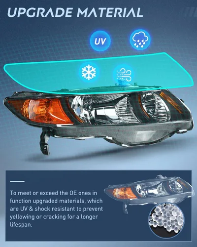 Miniatura 5 de Nilight Conjunto de faros delanteros compatible con Honda Civic 2-puertas Coupé 2006 2007 2008 2009 2010 2011. Reemplazo de faros delanteros